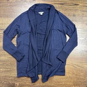 Athleta Pranayama Wrap Sweater Womens XS Blue Drape Open Front Cardigan Pockets